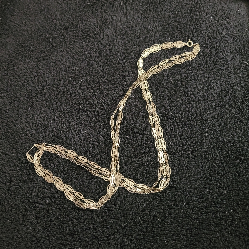 Vintage Silver Tone 3 Layer Necklace